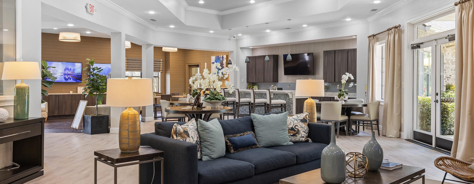 Large open clubroom with entertaining kitchen